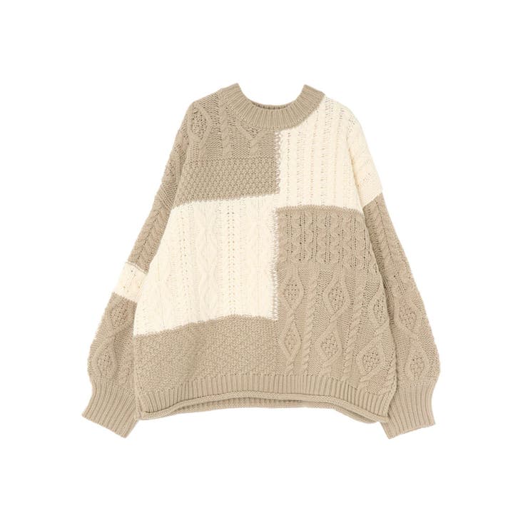 【WEB限定】パッチワークケーブルニット | Ungrid | 詳細画像50 