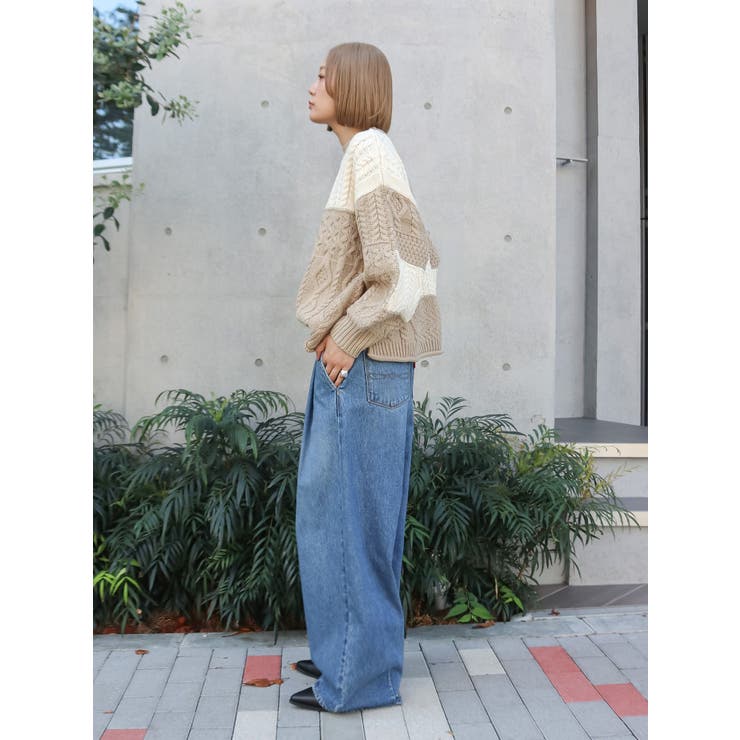 【WEB限定】パッチワークケーブルニット | Ungrid | 詳細画像6 