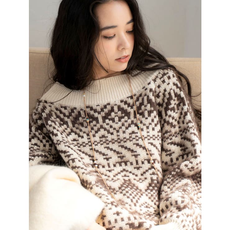 【WEB限定】オフショルジャカードニット | Ungrid | 詳細画像3 