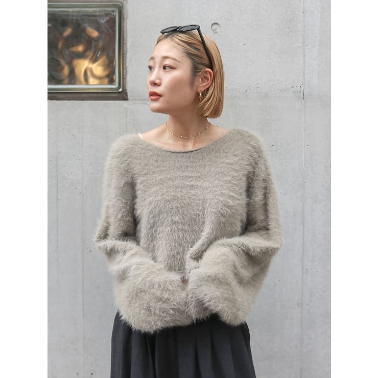 アイボリー | 2wayデザインシャギーニット | Ungrid