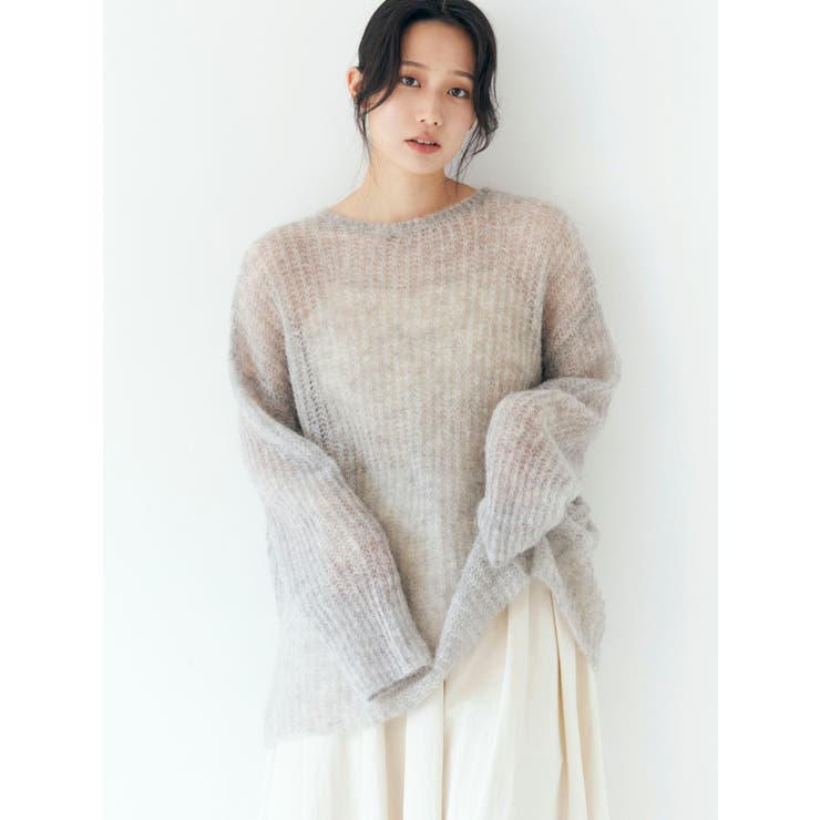 アルパカ混透かし編みニット[品番：MKSW0066132]｜Ungrid（アン