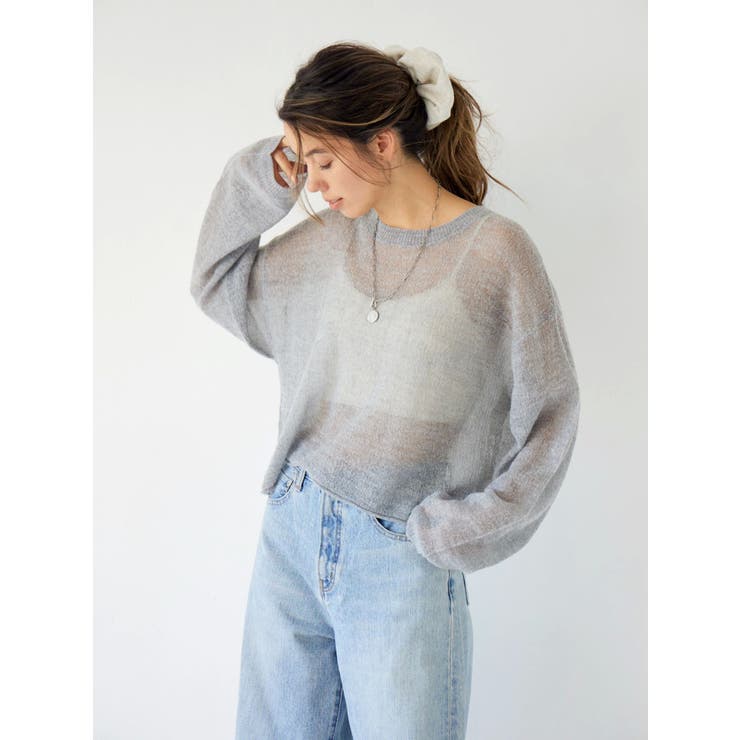 ライトグレー | モヘヤ混シアーニット | Ungrid