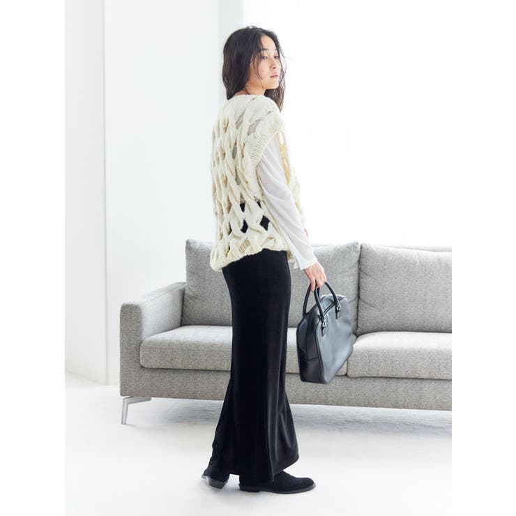 透かし編みデザインハンドニットベスト | Ungrid | 詳細画像16 