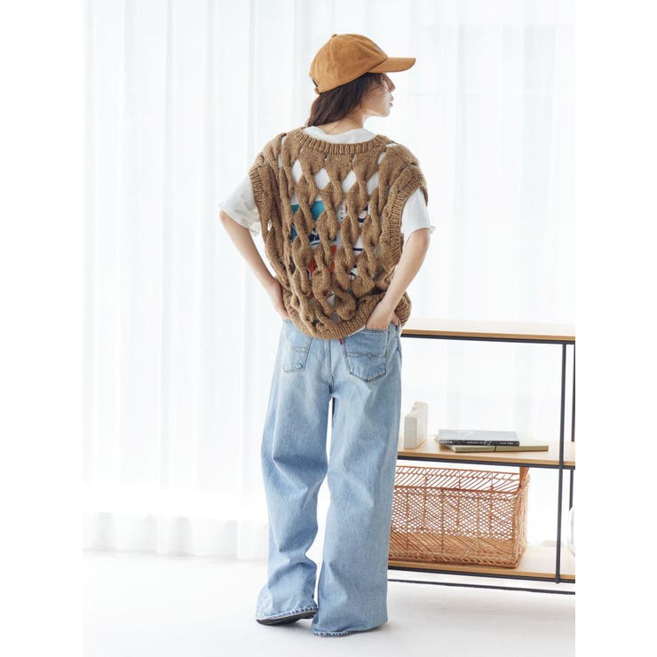 透かし編みデザインハンドニットベスト | Ungrid | 詳細画像20 