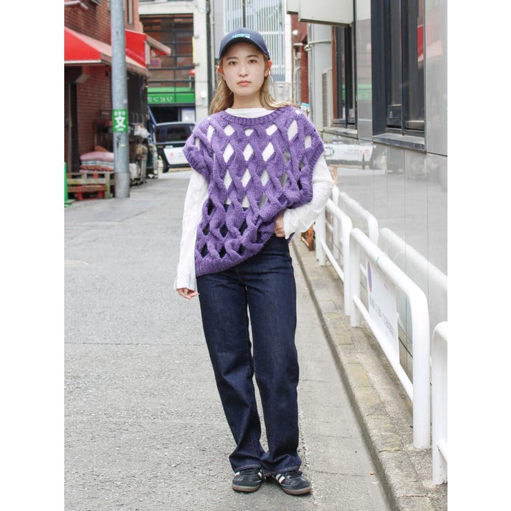 透かし編みデザインハンドニットベスト | Ungrid | 詳細画像27 