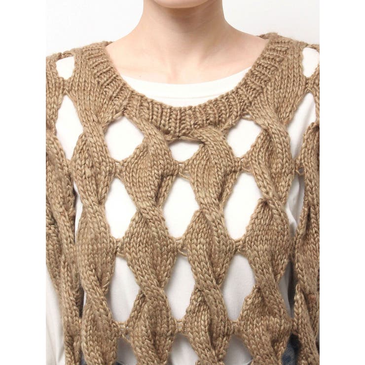 透かし編みデザインハンドニットベスト | Ungrid | 詳細画像31 
