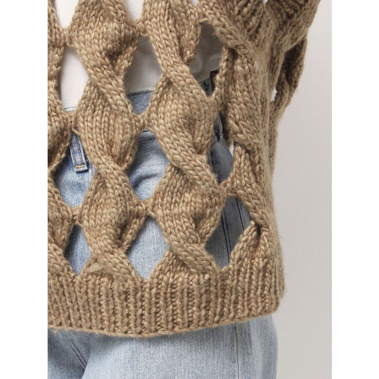 透かし編みデザインハンドニットベスト | Ungrid | 詳細画像33 
