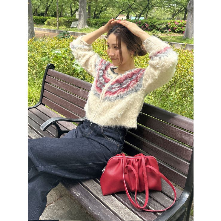 【WEB限定】求心柄ショートジップニット | Ungrid | 詳細画像1 