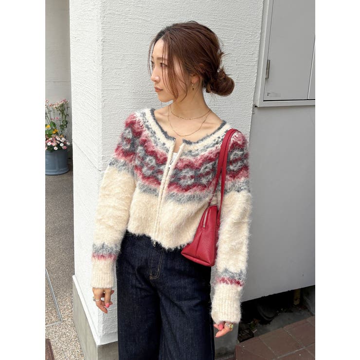 【WEB限定】求心柄ショートジップニット | Ungrid | 詳細画像13 