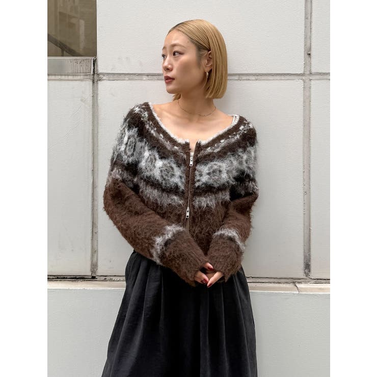 【WEB限定】求心柄ショートジップニット | Ungrid | 詳細画像16 