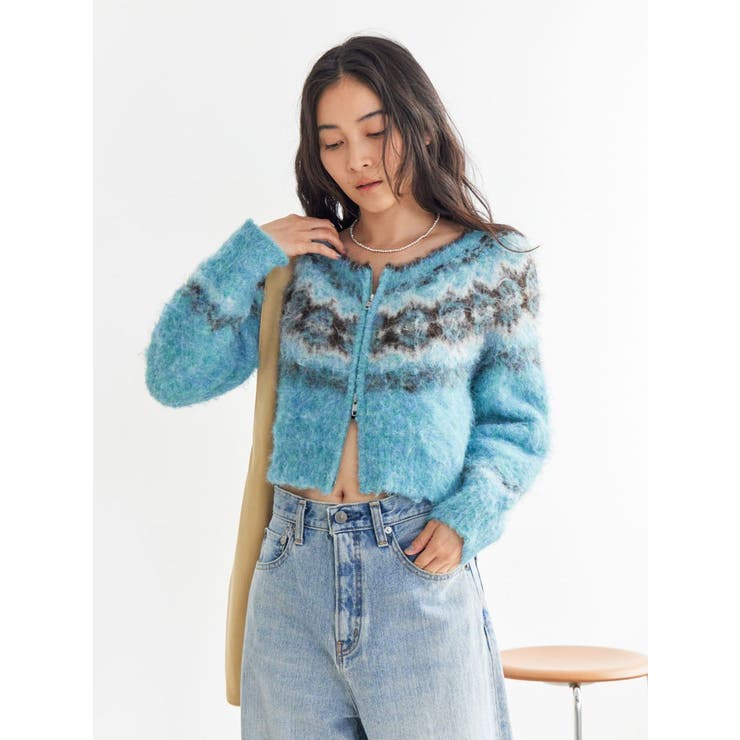 【WEB限定】求心柄ショートジップニット | Ungrid | 詳細画像3 