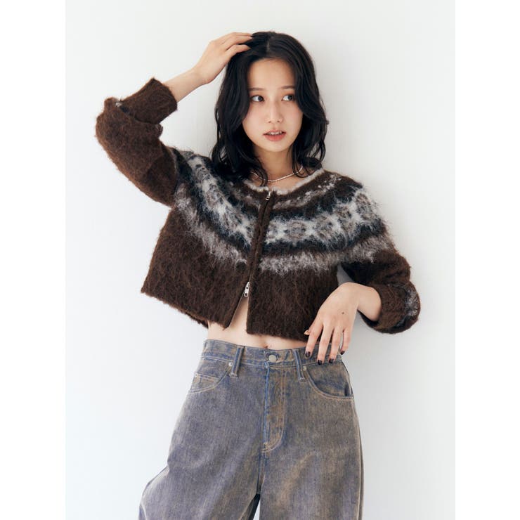 【WEB限定】求心柄ショートジップニット | Ungrid | 詳細画像8 