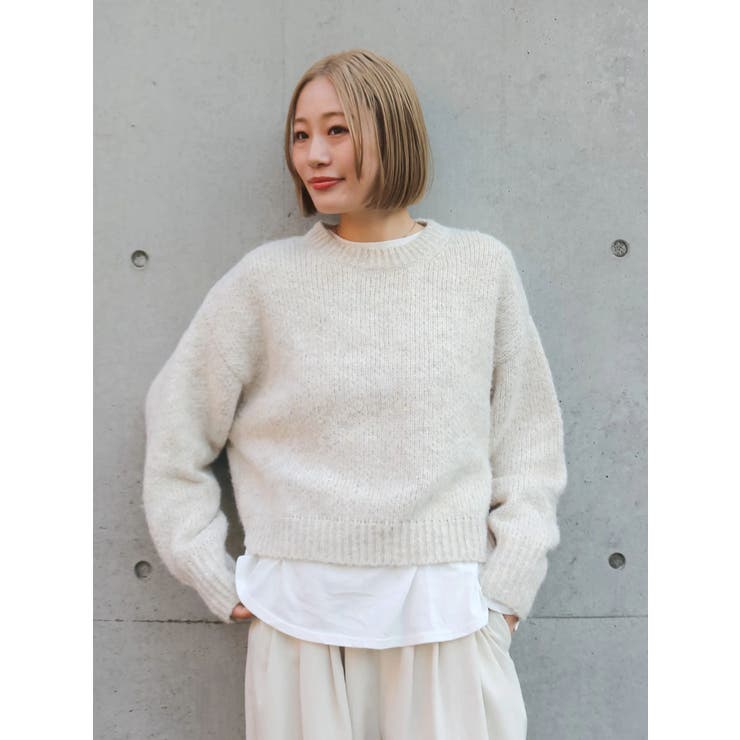 アイボリー | カラーモヘヤ混ルーズニット | Ungrid