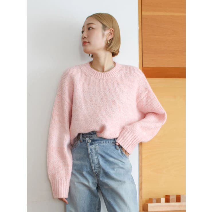 ピンク | カラーモヘヤ混ルーズニット | Ungrid