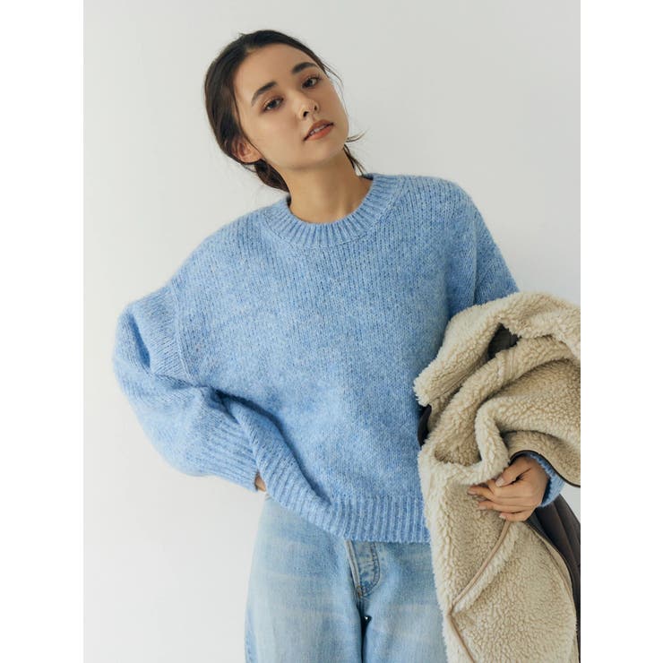 ブルー | カラーモヘヤ混ルーズニット | Ungrid