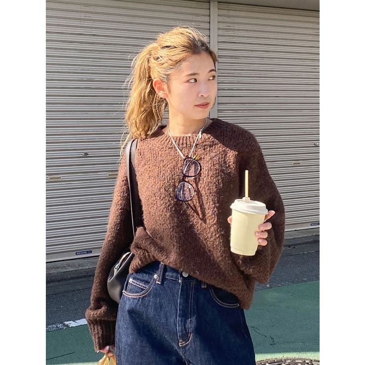 ブラウン | カラーモヘヤ混ルーズニット | Ungrid