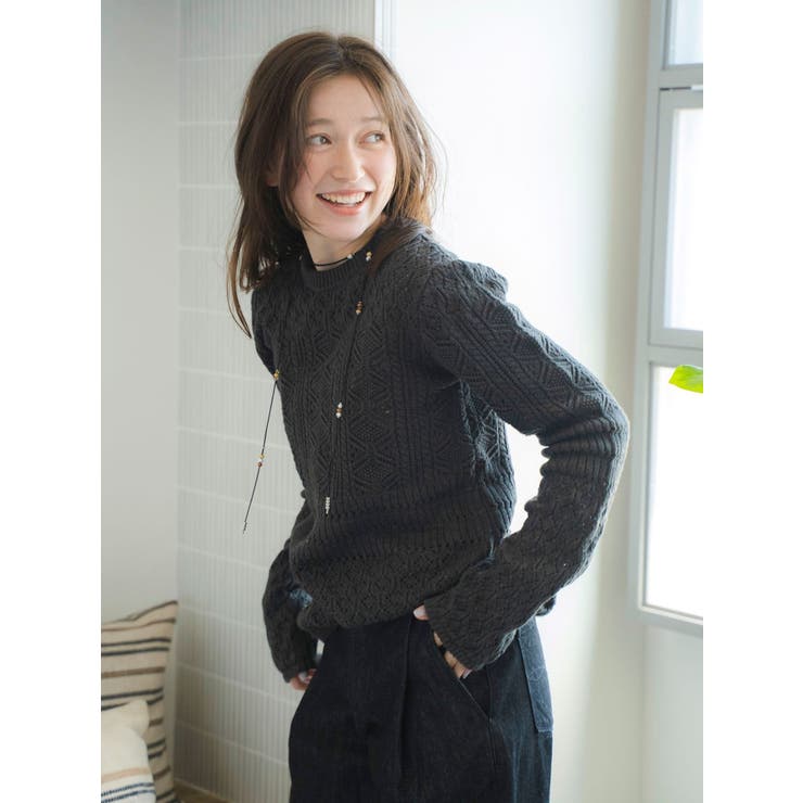 バックオープン透かし編みニット | Ungrid | 詳細画像14 