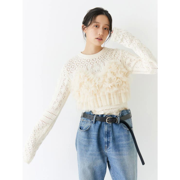 バックオープン透かし編みニット | Ungrid | 詳細画像2 