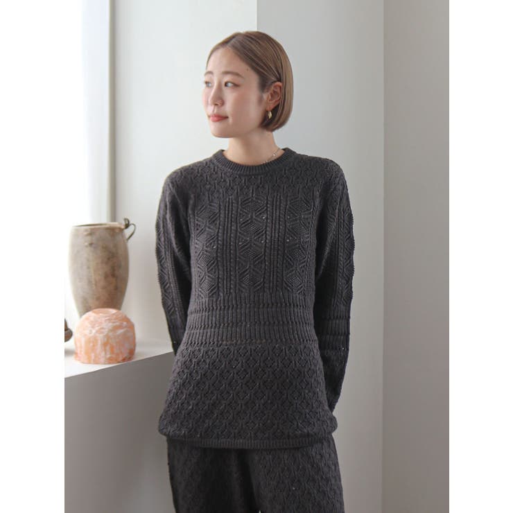 バックオープン透かし編みニット | Ungrid | 詳細画像23 