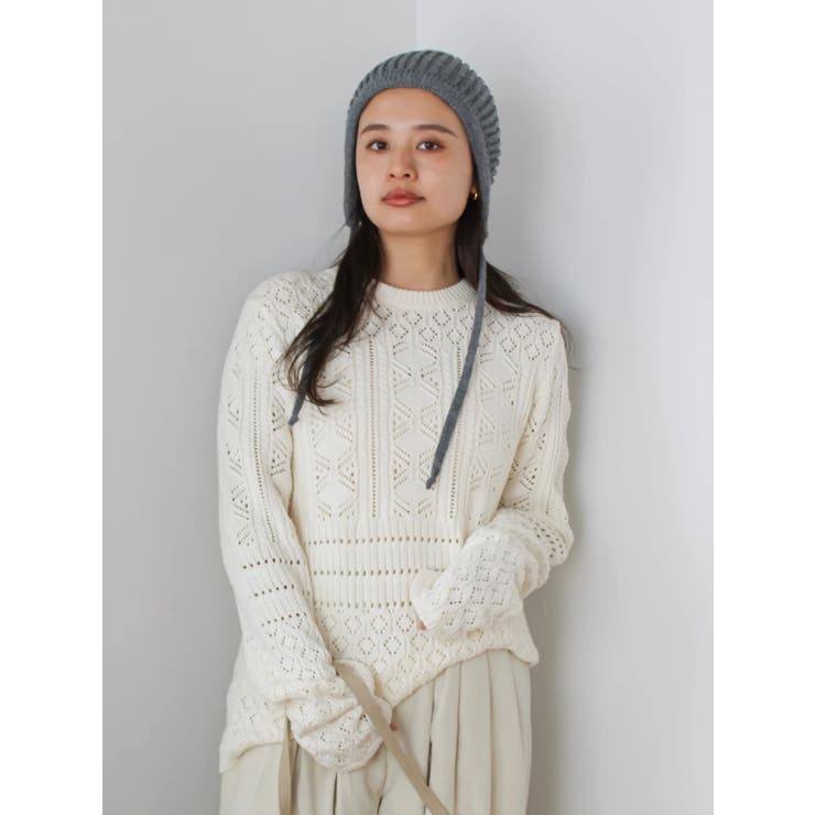 バックオープン透かし編みニット | Ungrid | 詳細画像29 