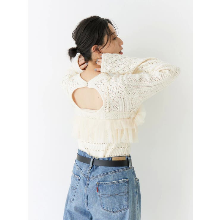 バックオープン透かし編みニット | Ungrid | 詳細画像5 