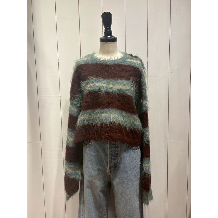 ブルー | シャギーボーダールーズニット | Ungrid