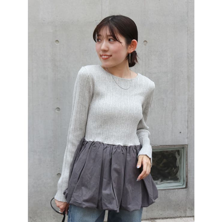 ライトグレー | バルーンデザインバックオープンニット | Ungrid