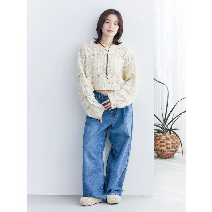 透かし編みデザインショートニット | Ungrid | 詳細画像5 