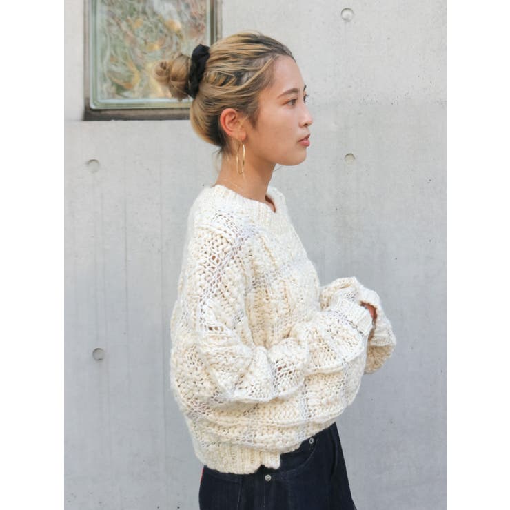 透かし編みデザインショートニット | Ungrid | 詳細画像8 