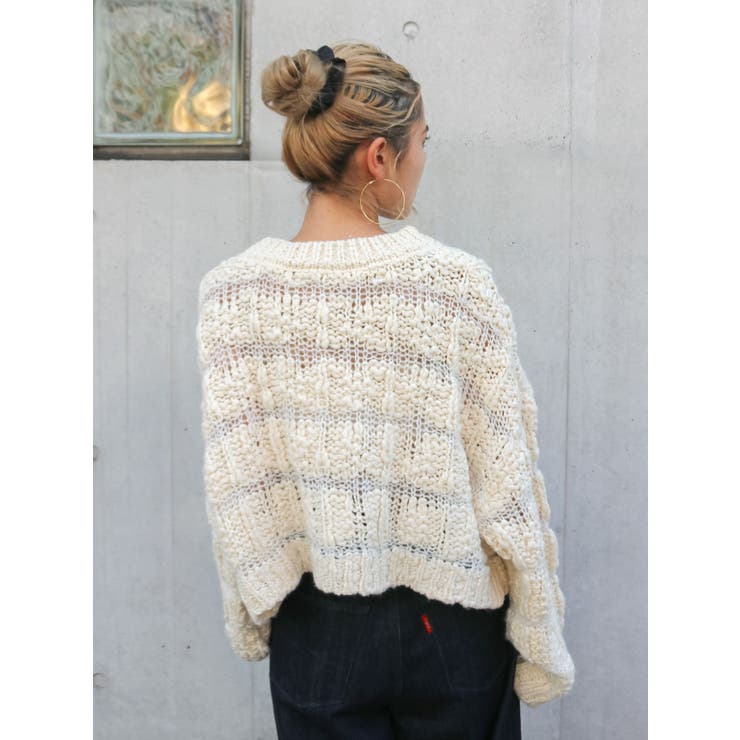 透かし編みデザインショートニット | Ungrid | 詳細画像9 