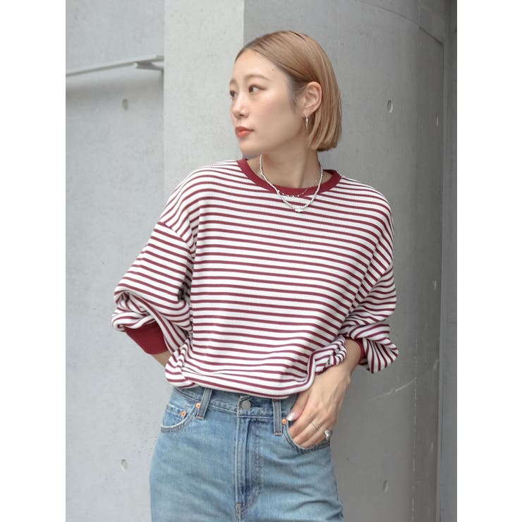 ボルドー | 【WEB限定】スリーブボリュームワッフルロングスリーブTee | Ungrid