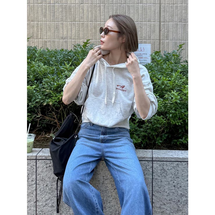 【WEB限定】ショートロゴプリントパーカー | Ungrid | 詳細画像1 