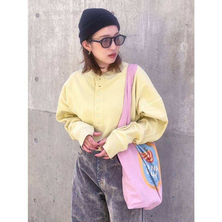 イエロー | FAITH MILLS別注ヘンリーネックショートロングスリーブTee | Ungrid