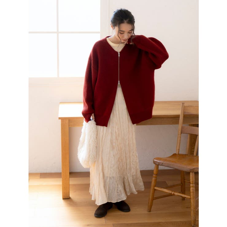 アンゴラ混ジップニットカーデ | Ungrid | 詳細画像5 