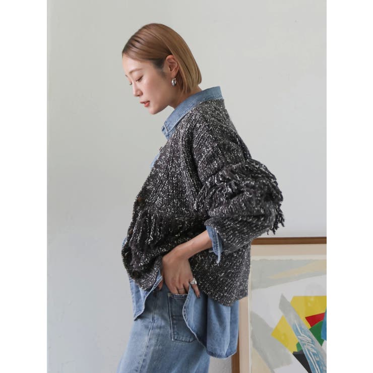 フリンジデザインニットカーディガン | Ungrid | 詳細画像12 