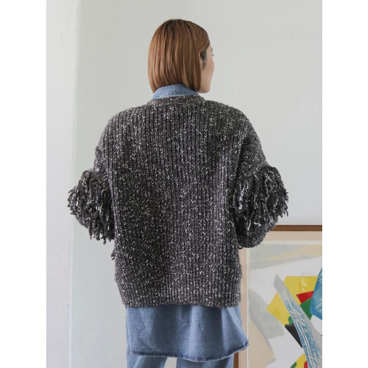 フリンジデザインニットカーディガン | Ungrid | 詳細画像13 