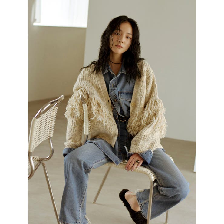 フリンジデザインニットカーディガン | Ungrid | 詳細画像3 