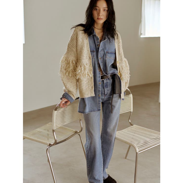 フリンジデザインニットカーディガン | Ungrid | 詳細画像4 