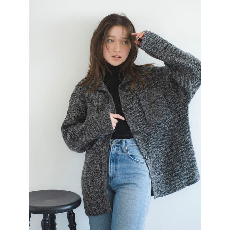 PHINGERIN カーディガン　ニット　ジャケット　グレー　ブラック PHINGERIN カーディガン ニット ジャケット グレー ブラ