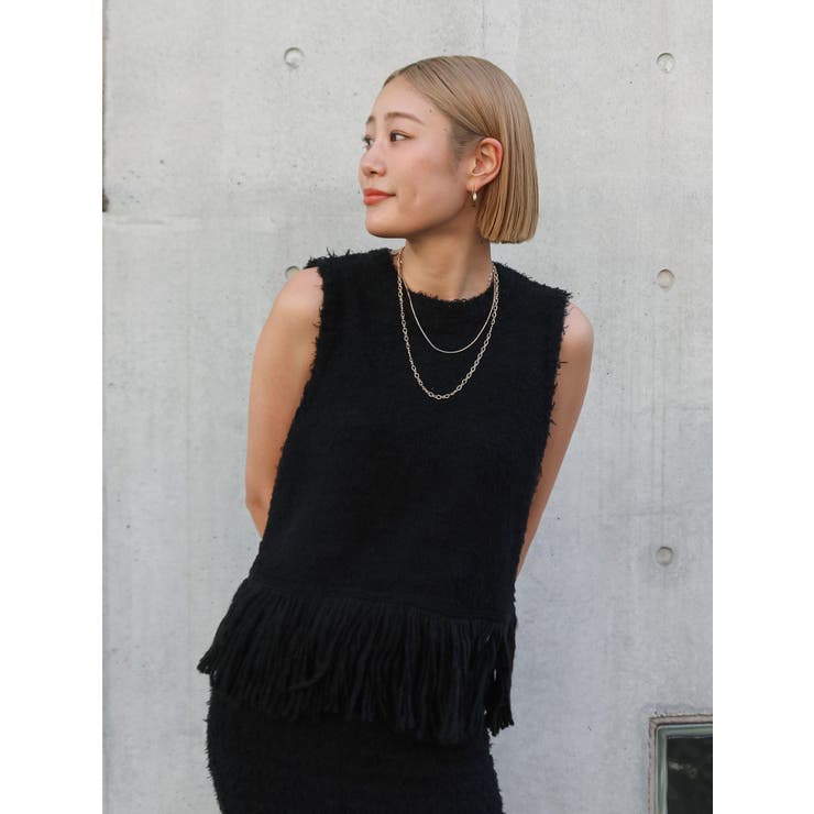 フリンジニットベスト | Ungrid | 詳細画像8 
