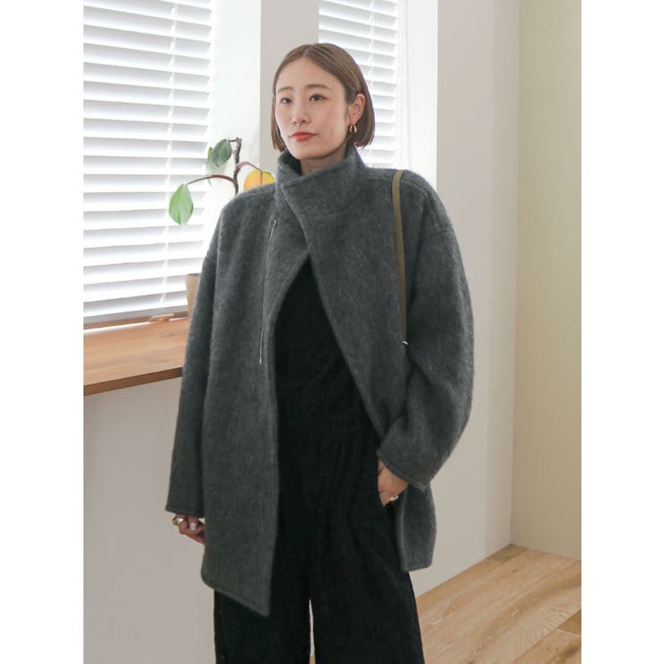 アルパカ混ミドル丈スタンドカラーコート[品番：MKSW0067020]｜Ungrid