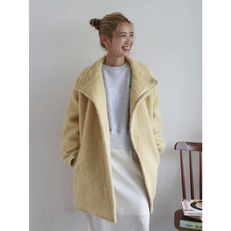 アルパカ混ミドル丈スタンドカラーコート[品番：MKSW0067020]｜Ungrid