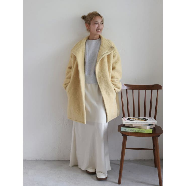 アルパカ混ミドル丈スタンドカラーコート[品番：MKSW0067020]｜Ungrid