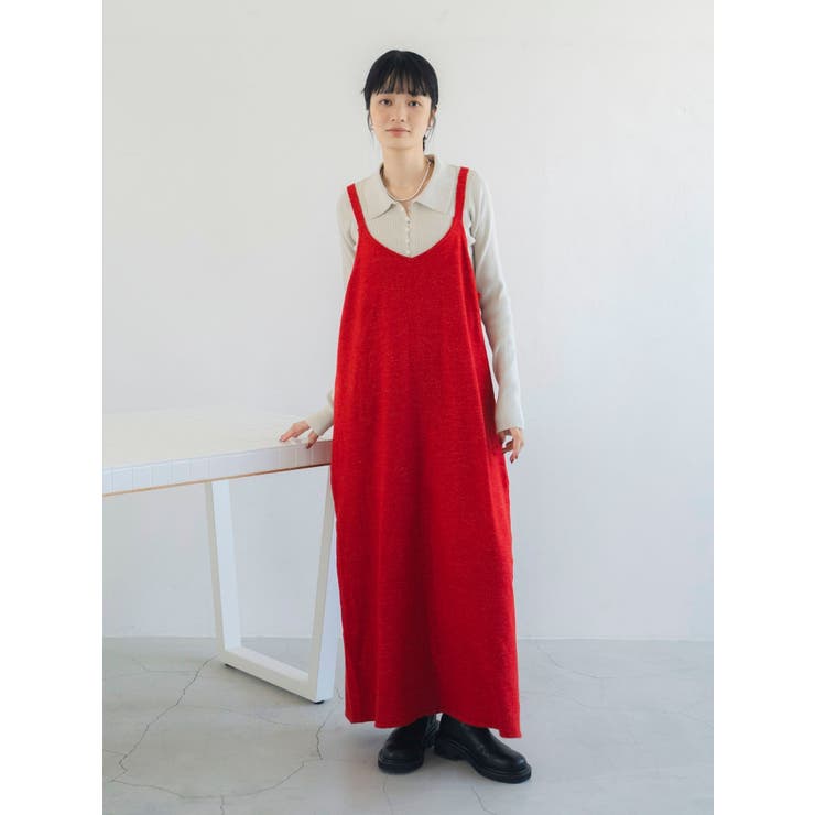 レッド | Ｖネックデザインニットキャミワンピース | Ungrid