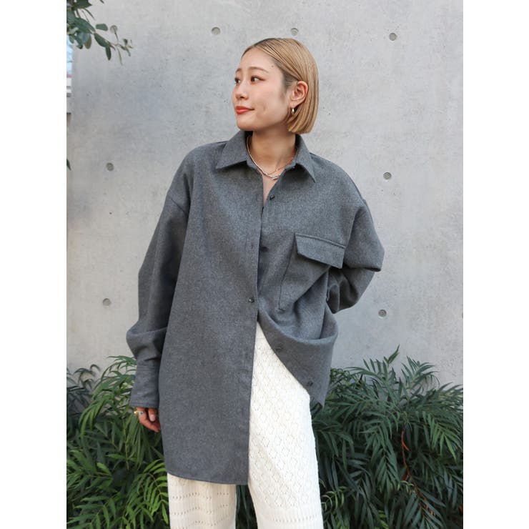 チャコールグレー | 起毛デザインシャツ | Ungrid