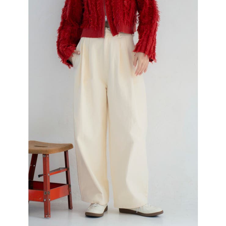 アイボリー | 起毛コクーンチノパンツ | Ungrid