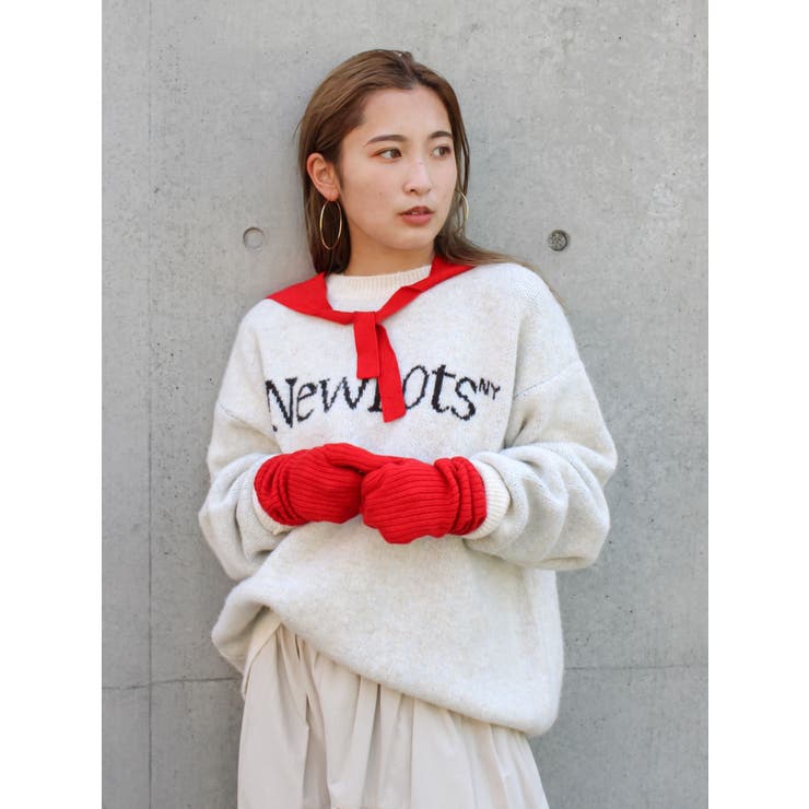 レッド | ニットスカーフミトンセット | Ungrid