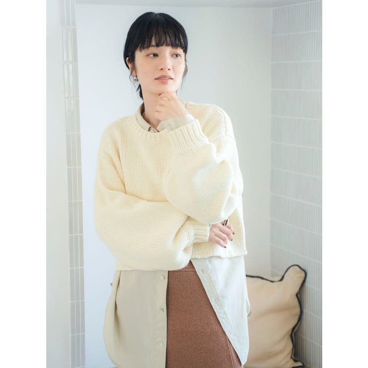 ローゲージクルーネックニット | Ungrid | 詳細画像1 