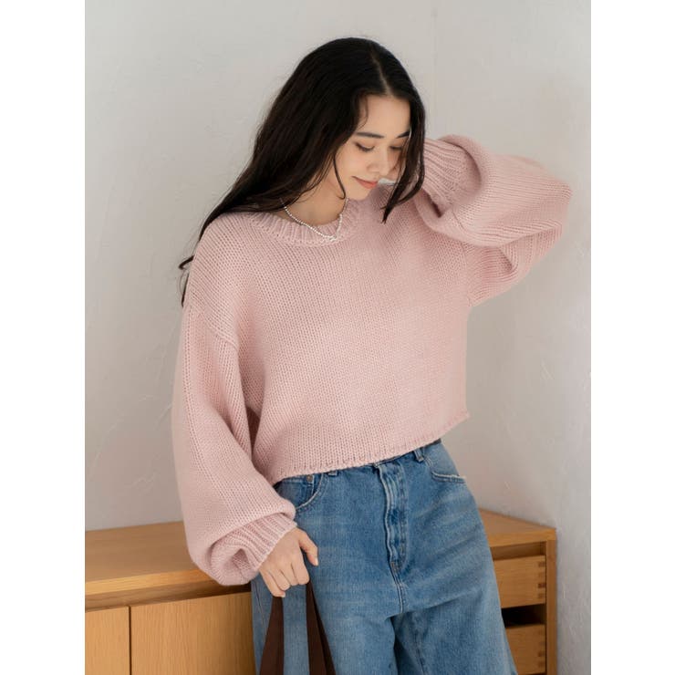 ピンク | ローゲージクルーネックニット | Ungrid