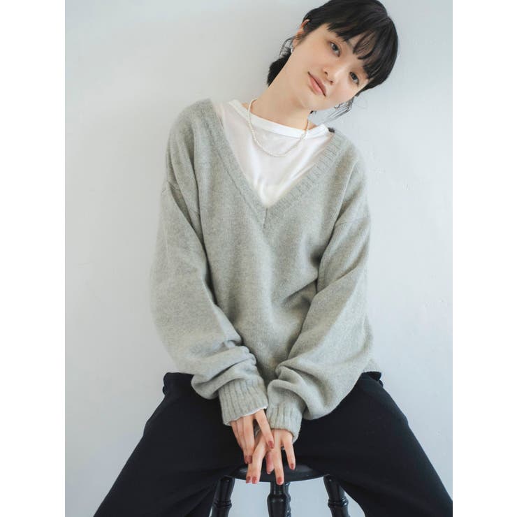 ラムウールVネックニット | Ungrid | 詳細画像6 